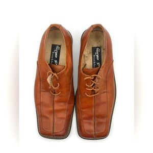 Giorgio V Dress Shoe Mens 10.5 W Brown Leather Lace Up Square Toe Oxford